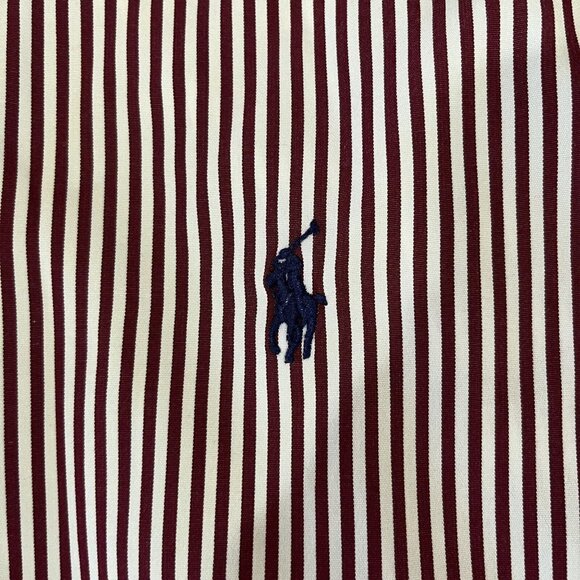 Ralph Lauren Button Front Shirt Mens Size 16 1/2 34/35 Red White Stripes Collar - Picture 6 of 7